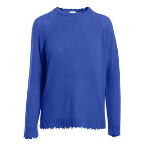 MINNIEROSE Womens Blue Cashmere Chewed Hem Long Sleeve Wear To Work Sweater XL